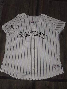 Vintage Colorado Rockies Hawpe 11 Jersey Womens L White MLB Majestic